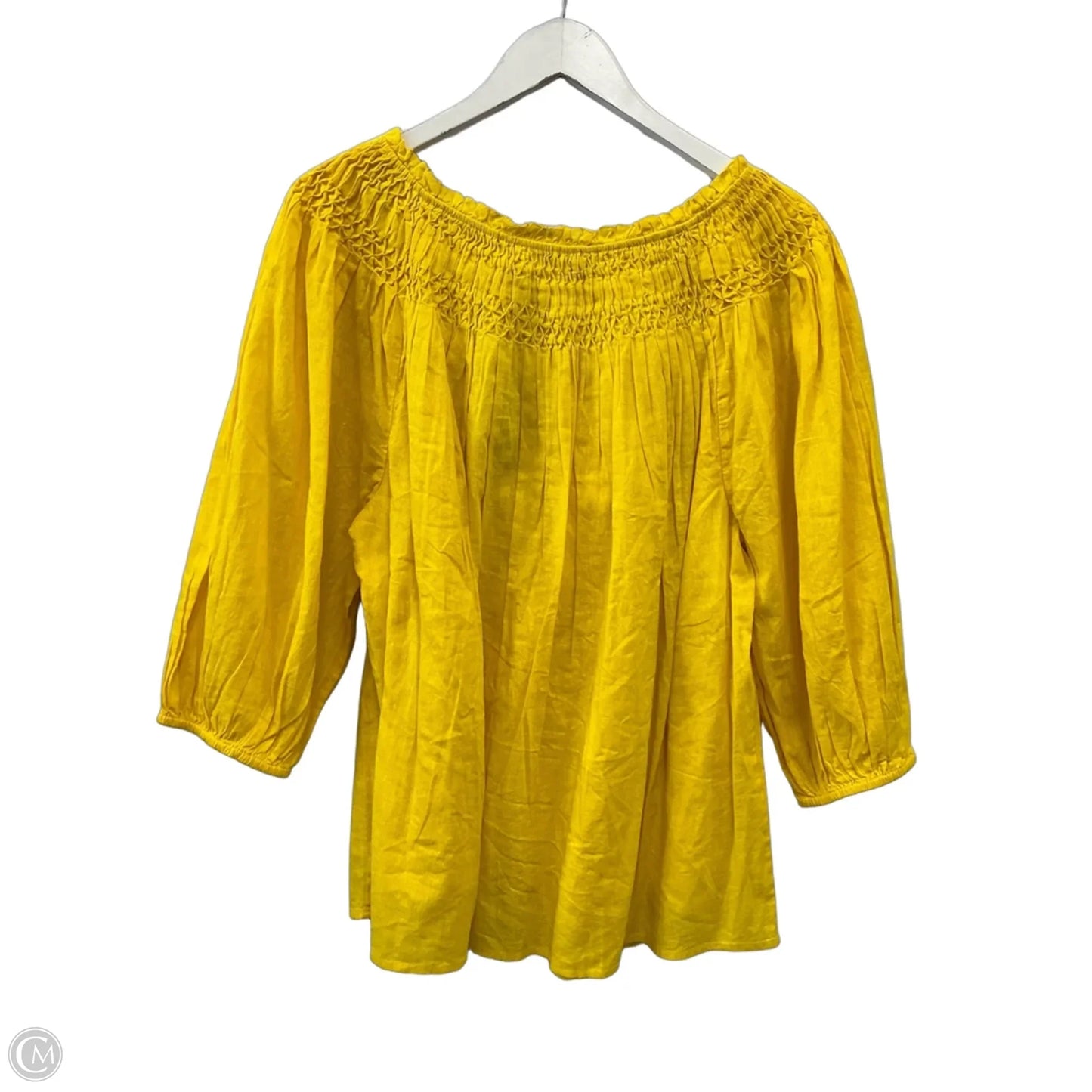 Top 3/4 Sleeve By Ralph Lauren In Yellow, Size: Xl