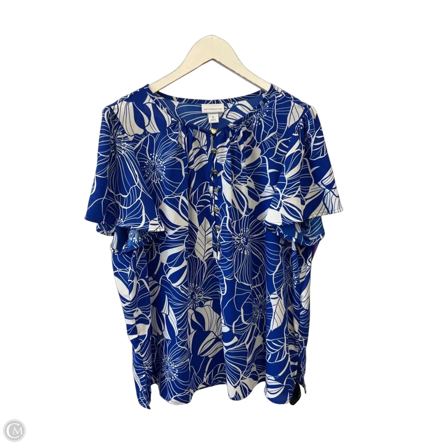 Top Short Sleeve By Liz Claiborne In Blue, Size: Xl