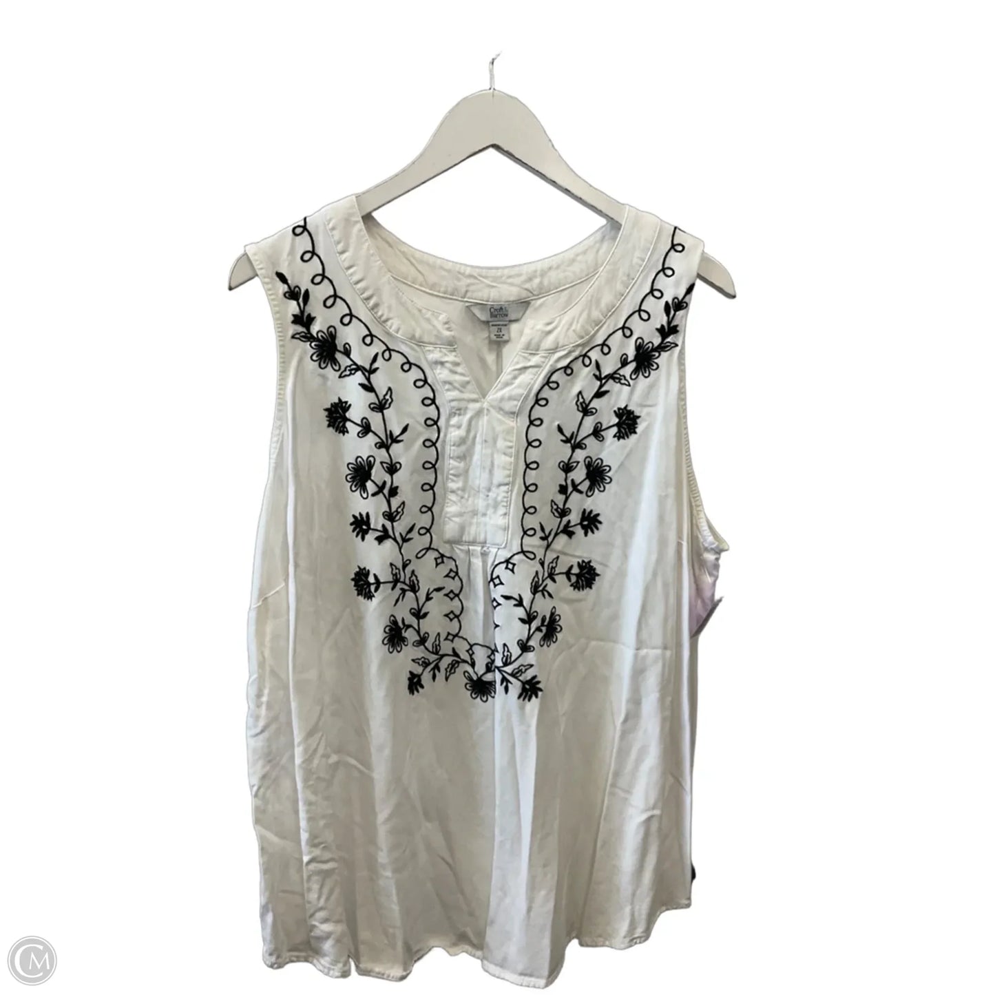 Top Sleeveless By Croft And Barrow In White, Size: 2x