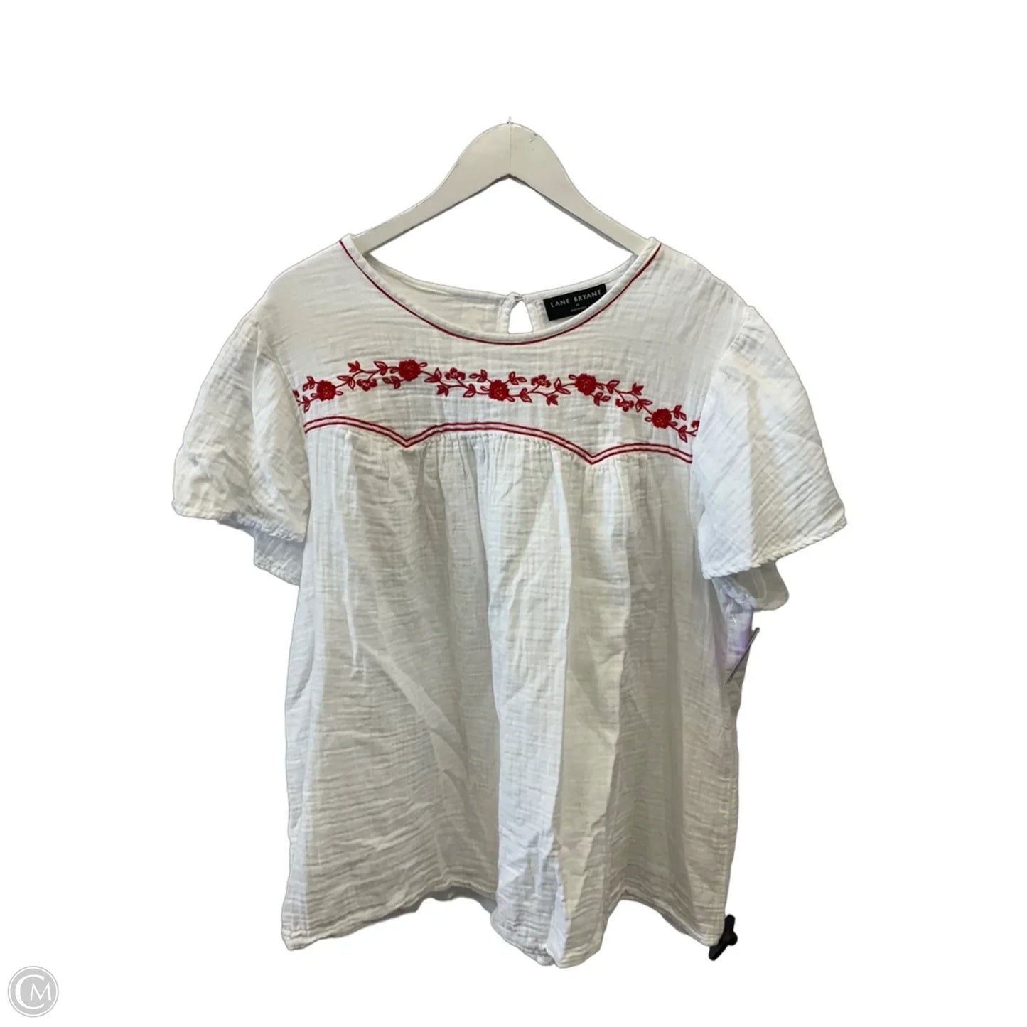 Top Short Sleeve By Lane Bryant In White, Size: 2x