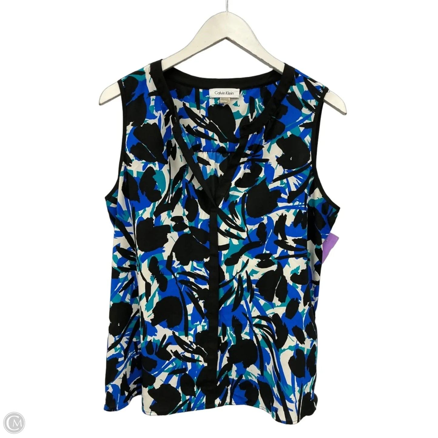 Top Sleeveless By Calvin Klein In Blue, Size: L