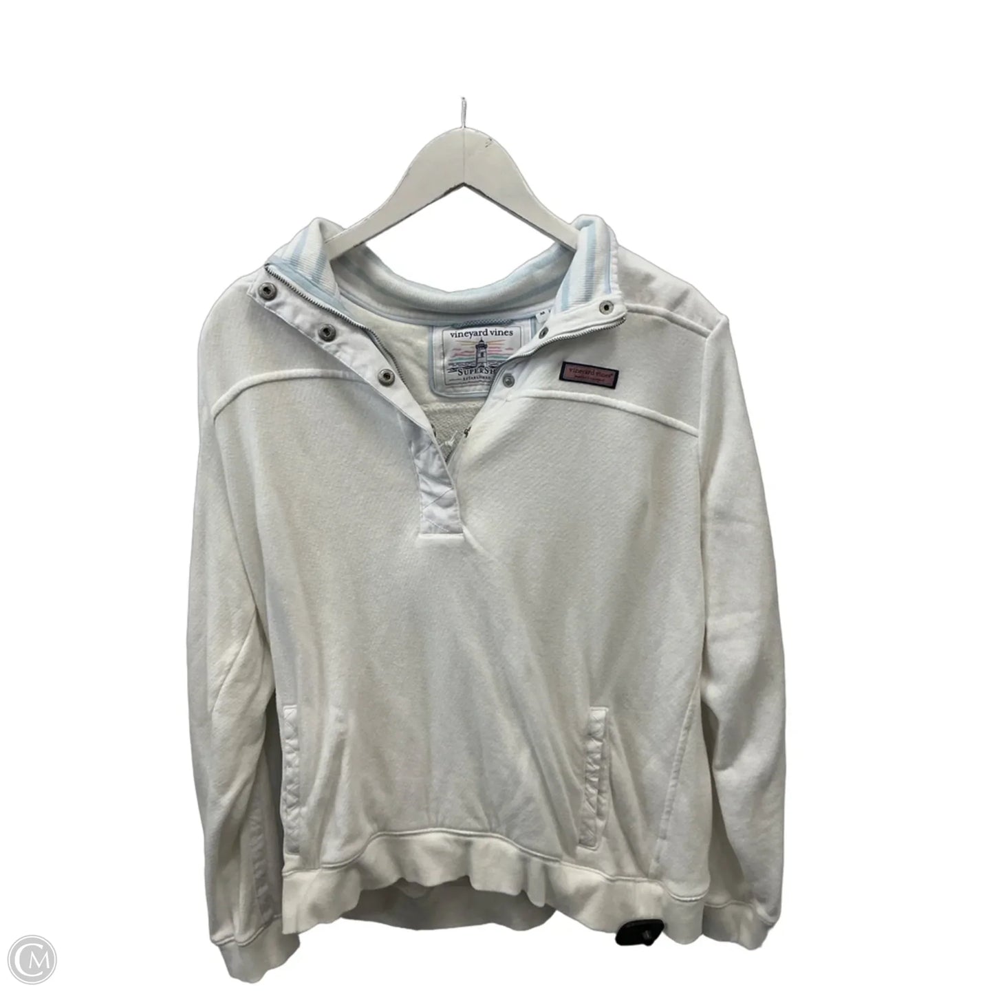 Athletic Top Long Sleeve Collar By Vineyard Vines In White, Size: M