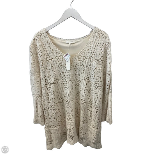 Top 3/4 Sleeve By Adiva In Cream, Size: 2x