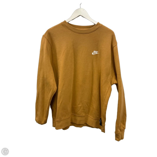 Athletic Top Long Sleeve Crewneck By Nike In Brown, Size: L