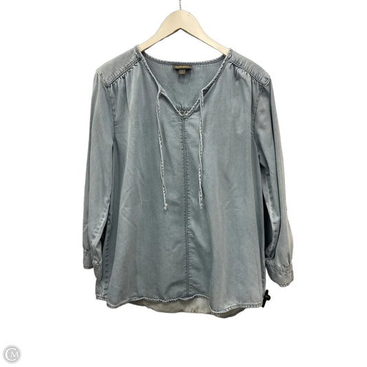 Top Long Sleeve By Style And Company In Blue Denim, Size: L