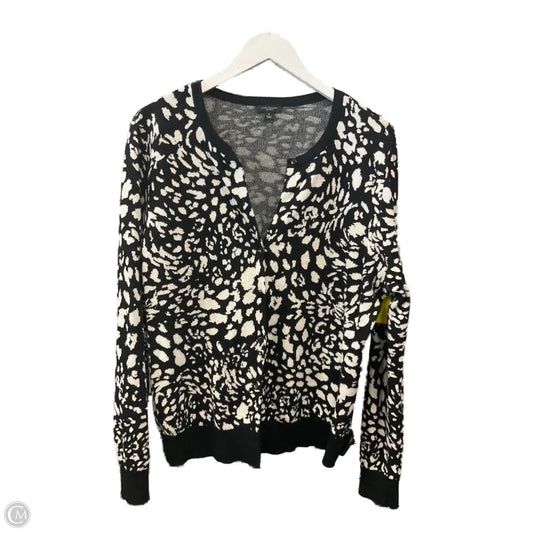 Sweater Cardigan By Ann Taylor In Black & Cream, Size: Xl