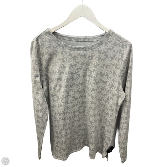 Top Long Sleeve By J. Jill In Grey & White, Size: L