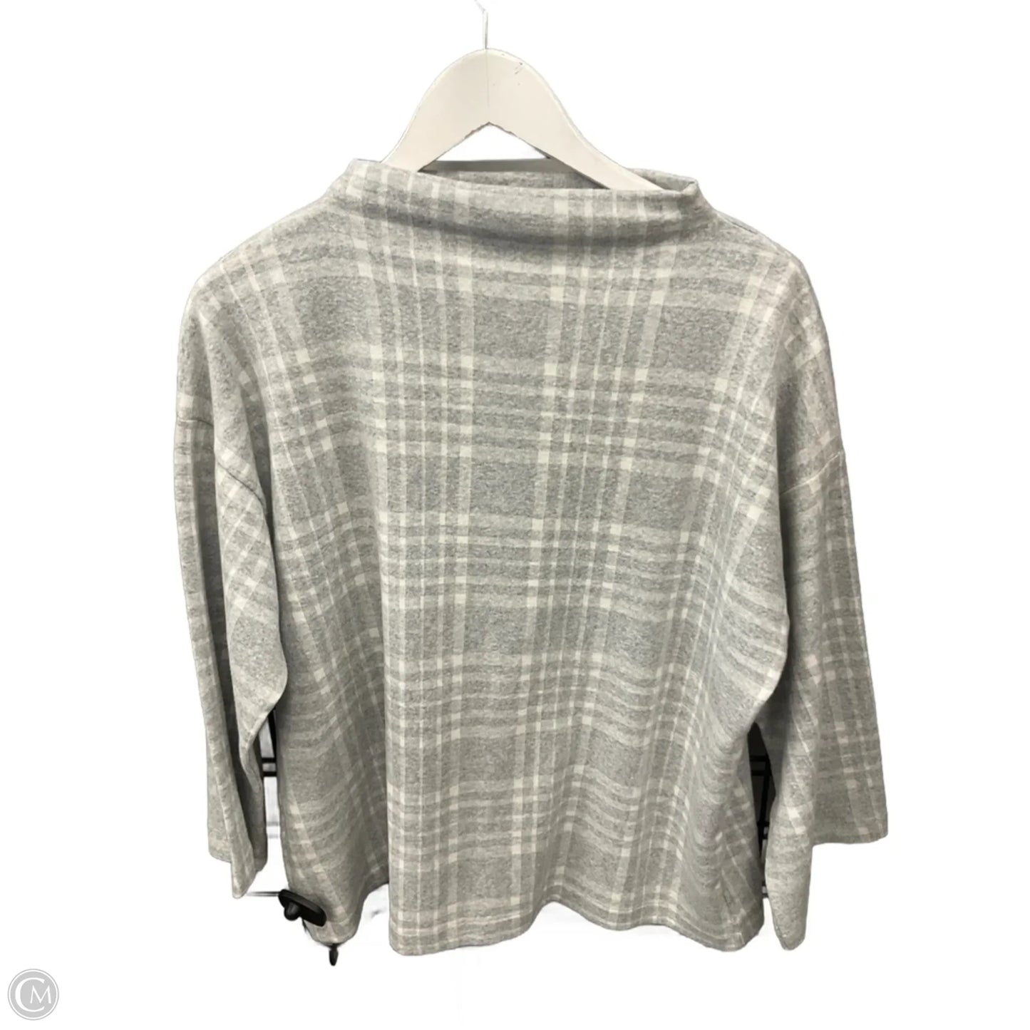 Sweater Short Sleeve By Banana Republic In Grey & White, Size: L