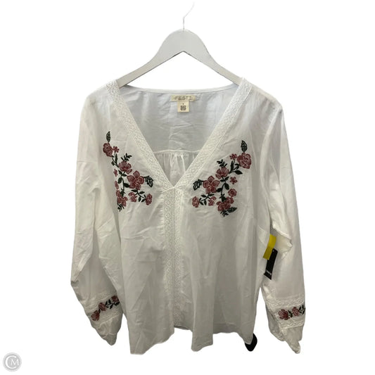 Top Long Sleeve By Clothes Mentor In White, Size: 1x
