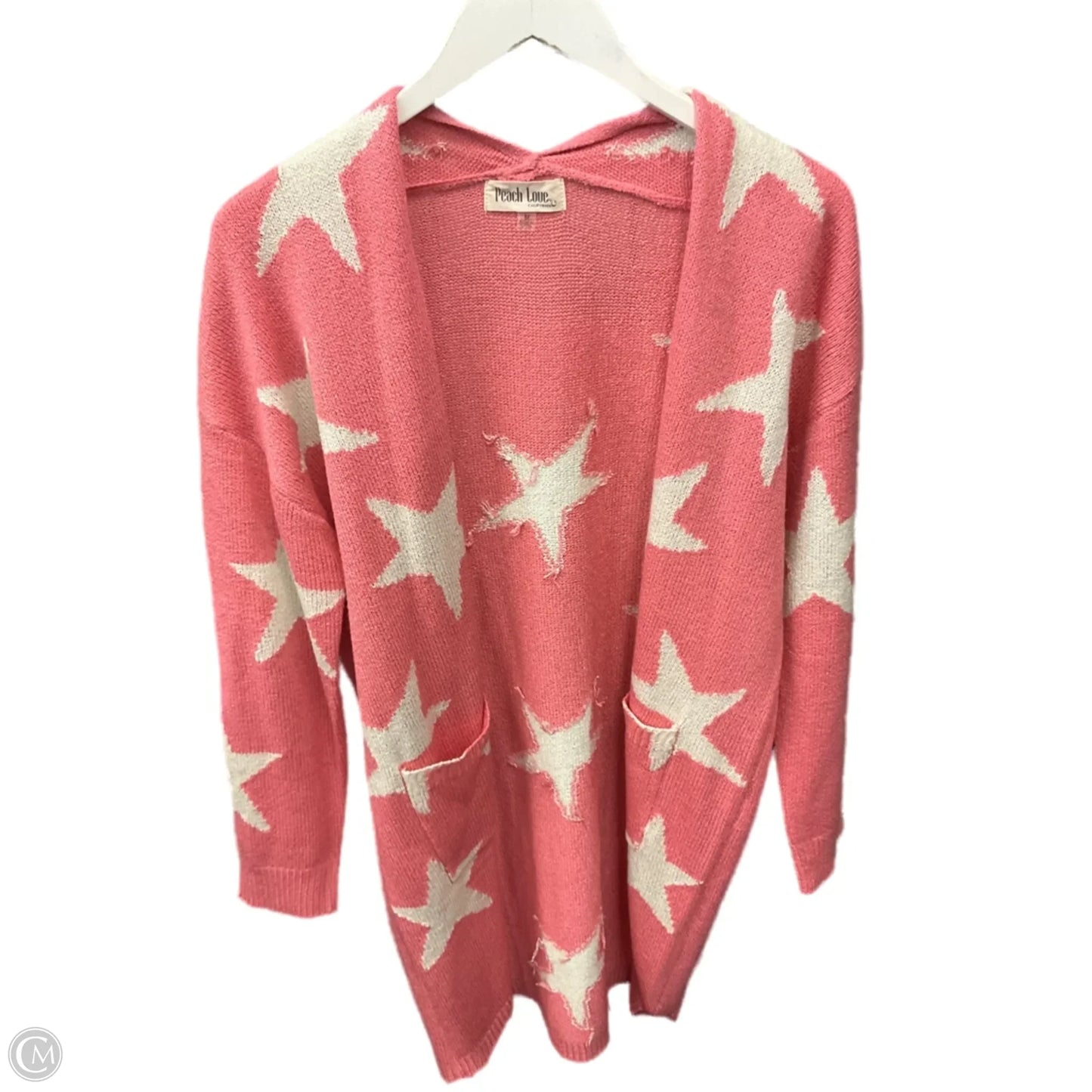 Cardigan By Peach Love Cream California In Pink & White, Size: M