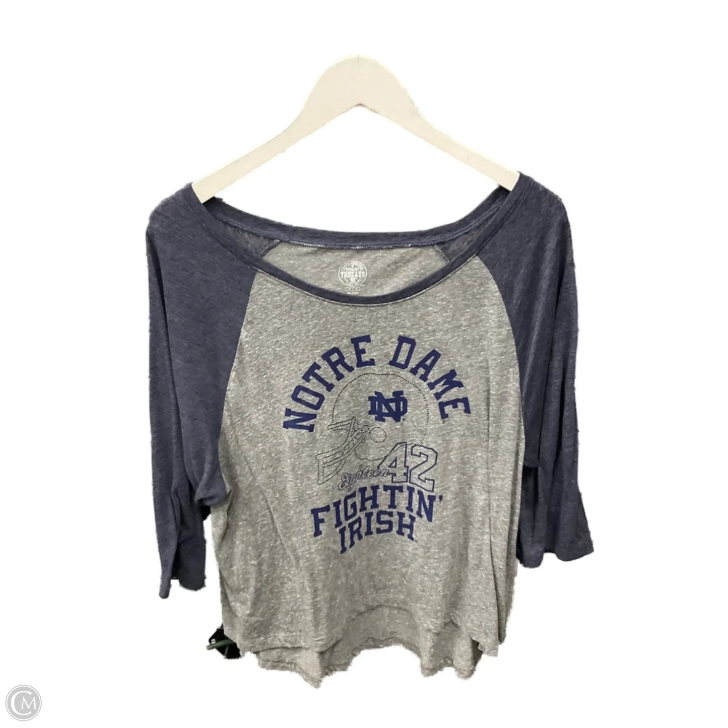 Top 3/4 Sleeve By Clothes Mentor In Blue & Grey, Size: Xl