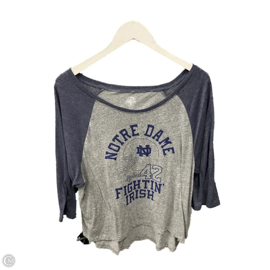 Top 3/4 Sleeve By Clothes Mentor In Blue & Grey, Size: Xl