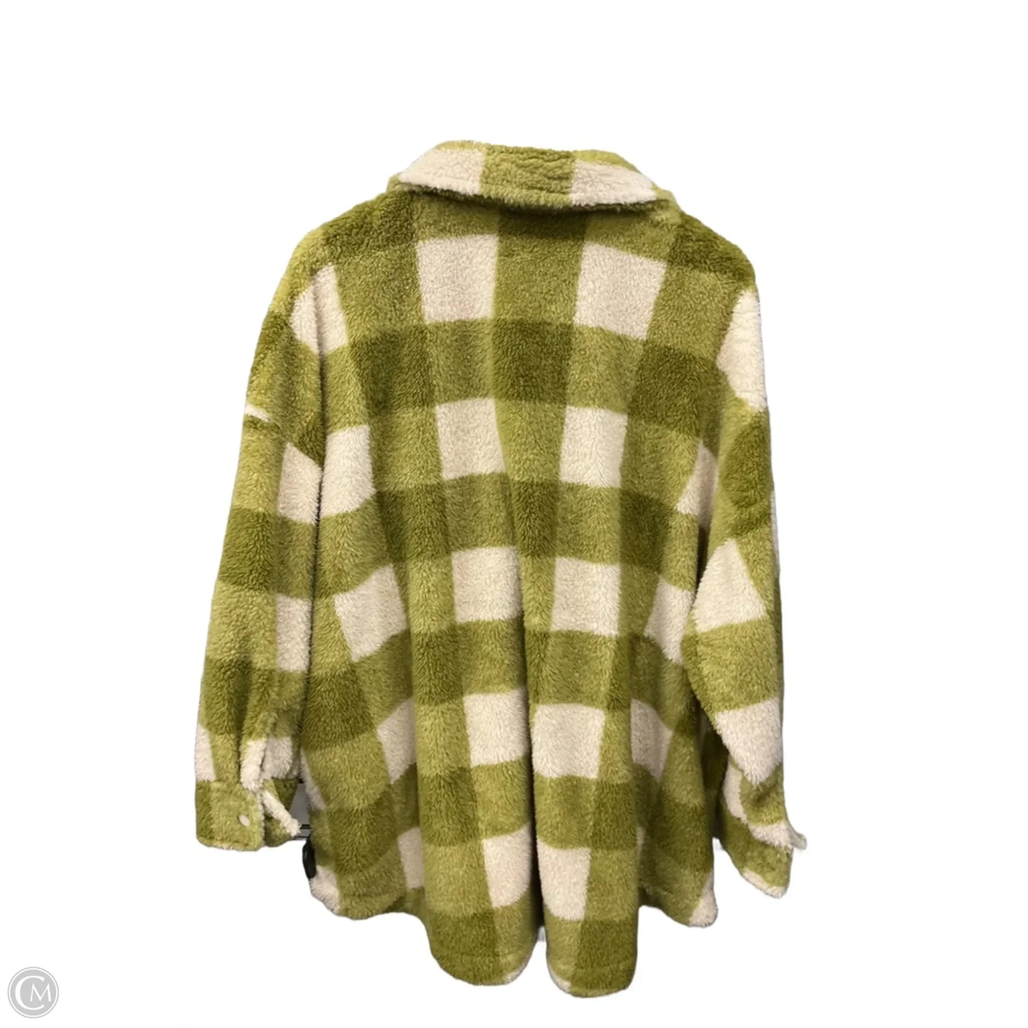 Jacket Faux Fur & Sherpa By Terra & Sky In Green & White, Size: 3x