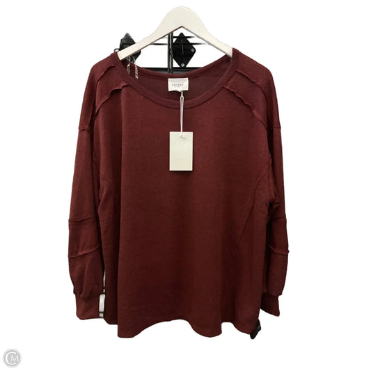 Top Long Sleeve By Andree By Unit In Maroon, Size: 1x