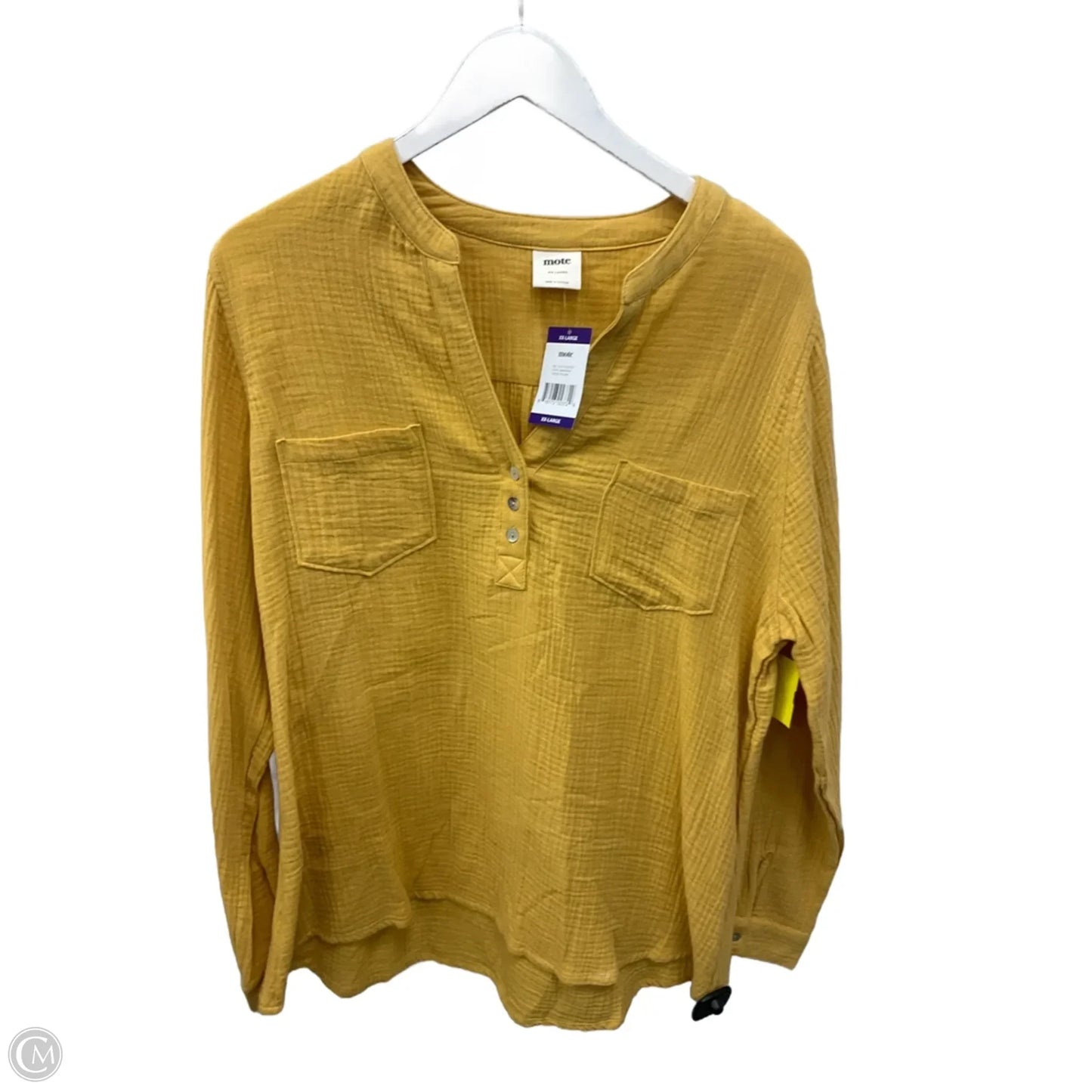 Top Long Sleeve By Clothes Mentor In Yellow, Size: Xxl