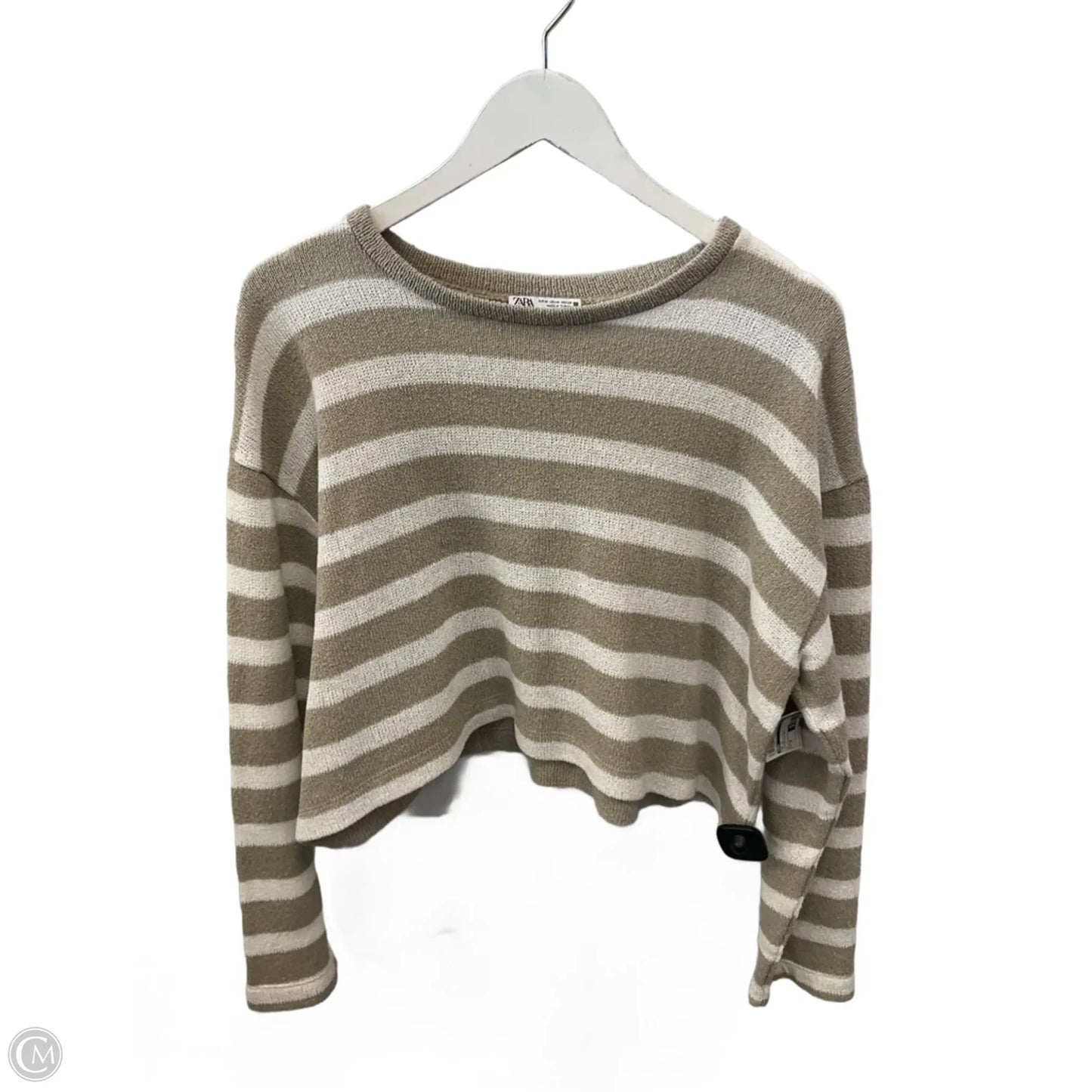 Top Long Sleeve By Zara In Striped Pattern, Size: M