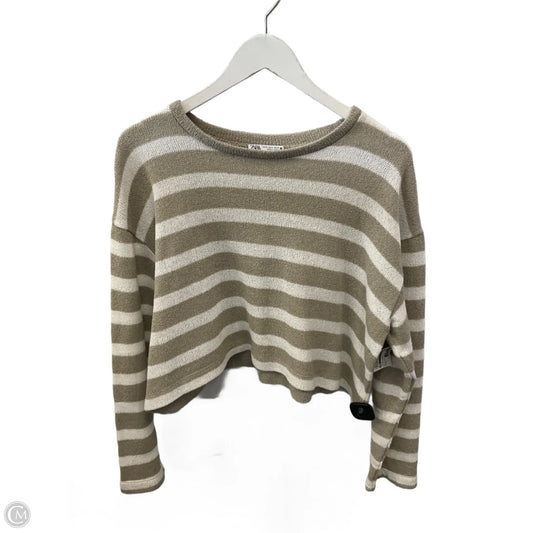 Top Long Sleeve By Zara In Striped Pattern, Size: M