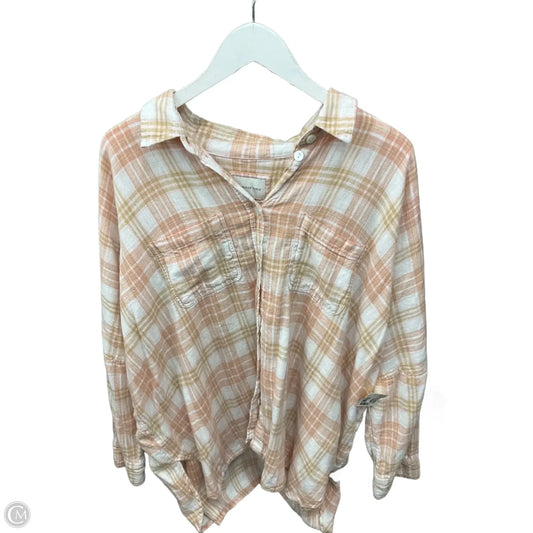 Top Long Sleeve By American Eagle In Peach, Size: M