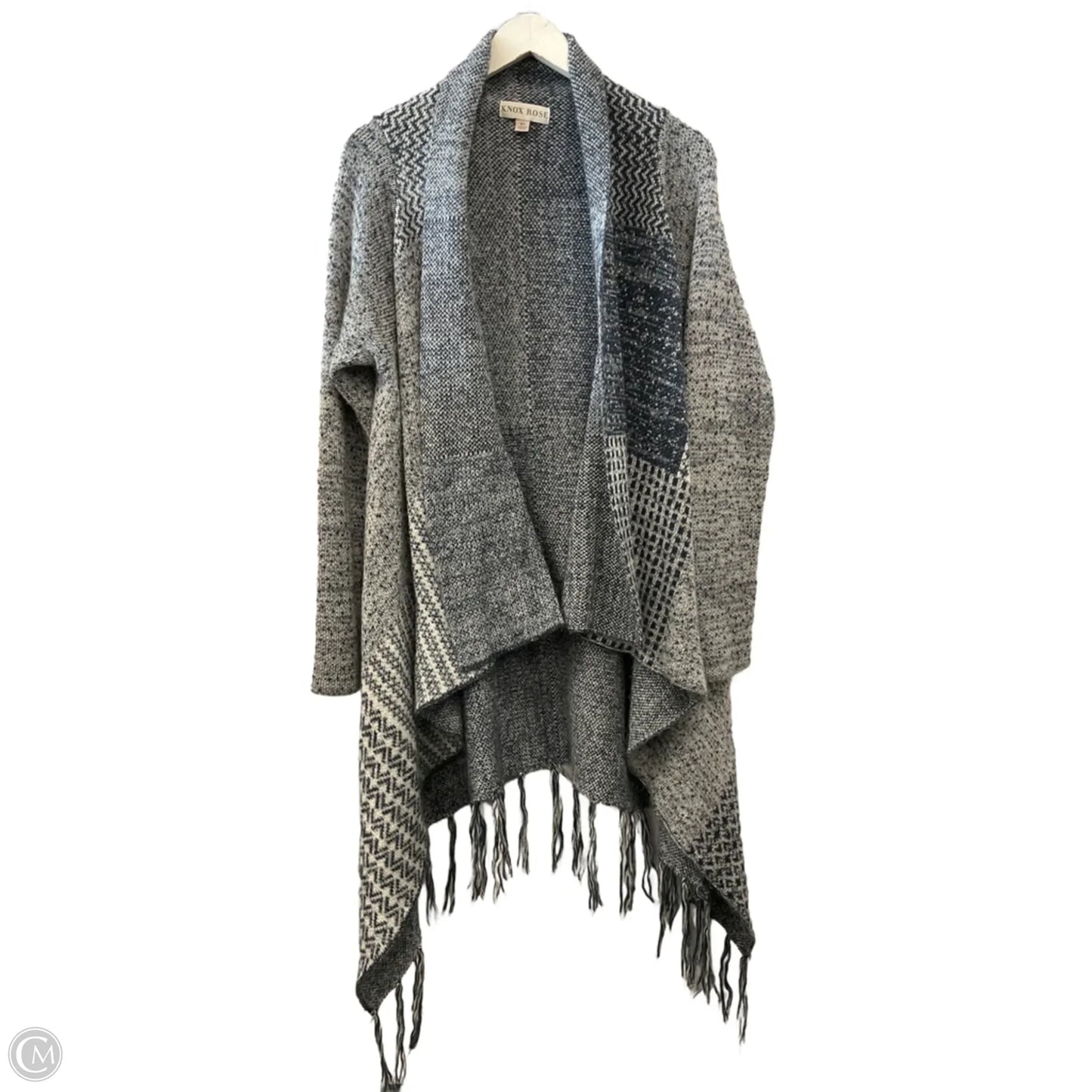Sweater Cardigan By Knox Rose In Blue & White, Size: Xl