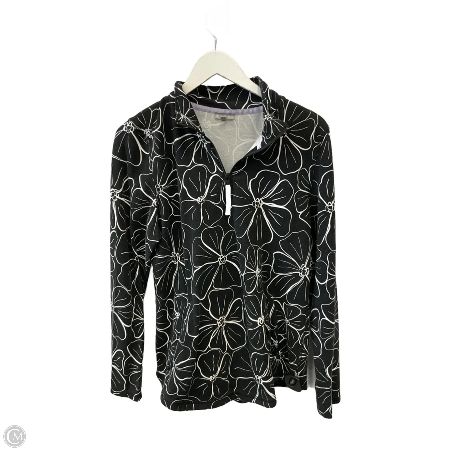 Athletic Sweatshirt Collar By Talbots In Black & White, Size: M