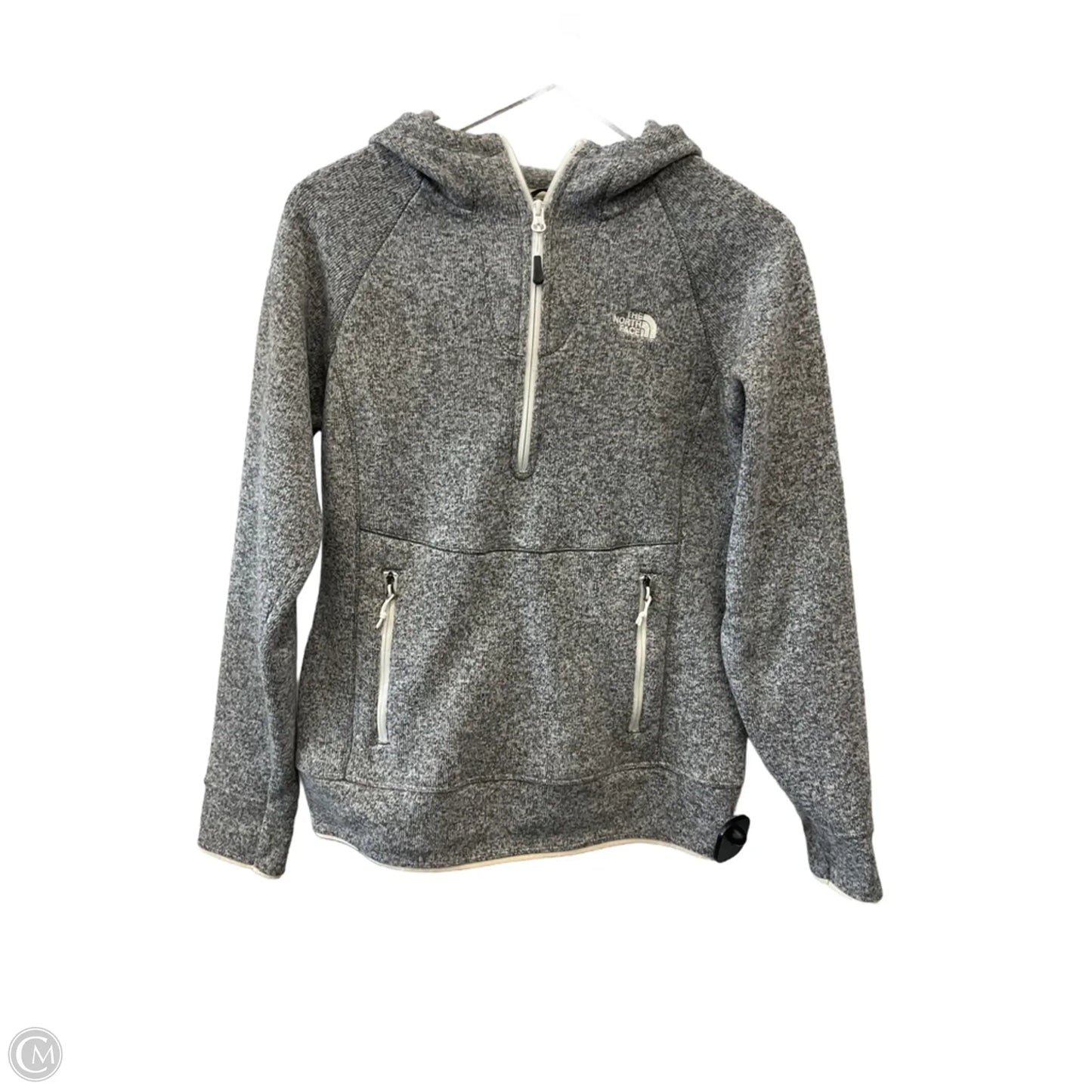 Athletic Sweatshirt Hoodie By The North Face In Grey, Size: M