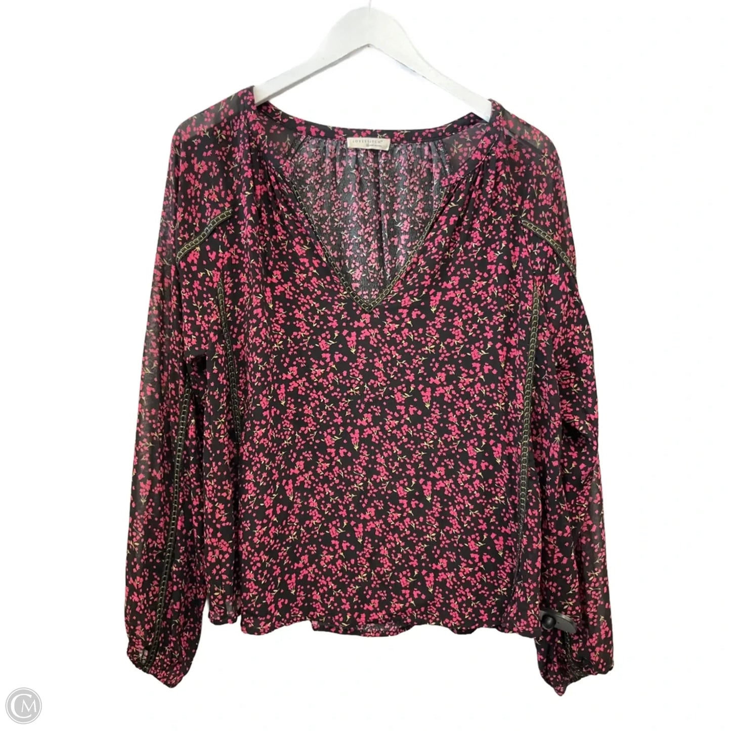 Top 3/4 Sleeve By Love Stitch In Black & Pink, Size: M