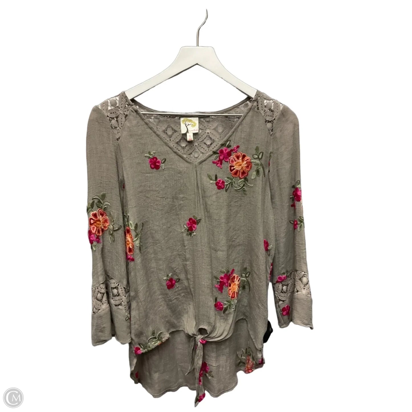 Top 3/4 Sleeve By Figuero & Flower In Taupe, Size: S