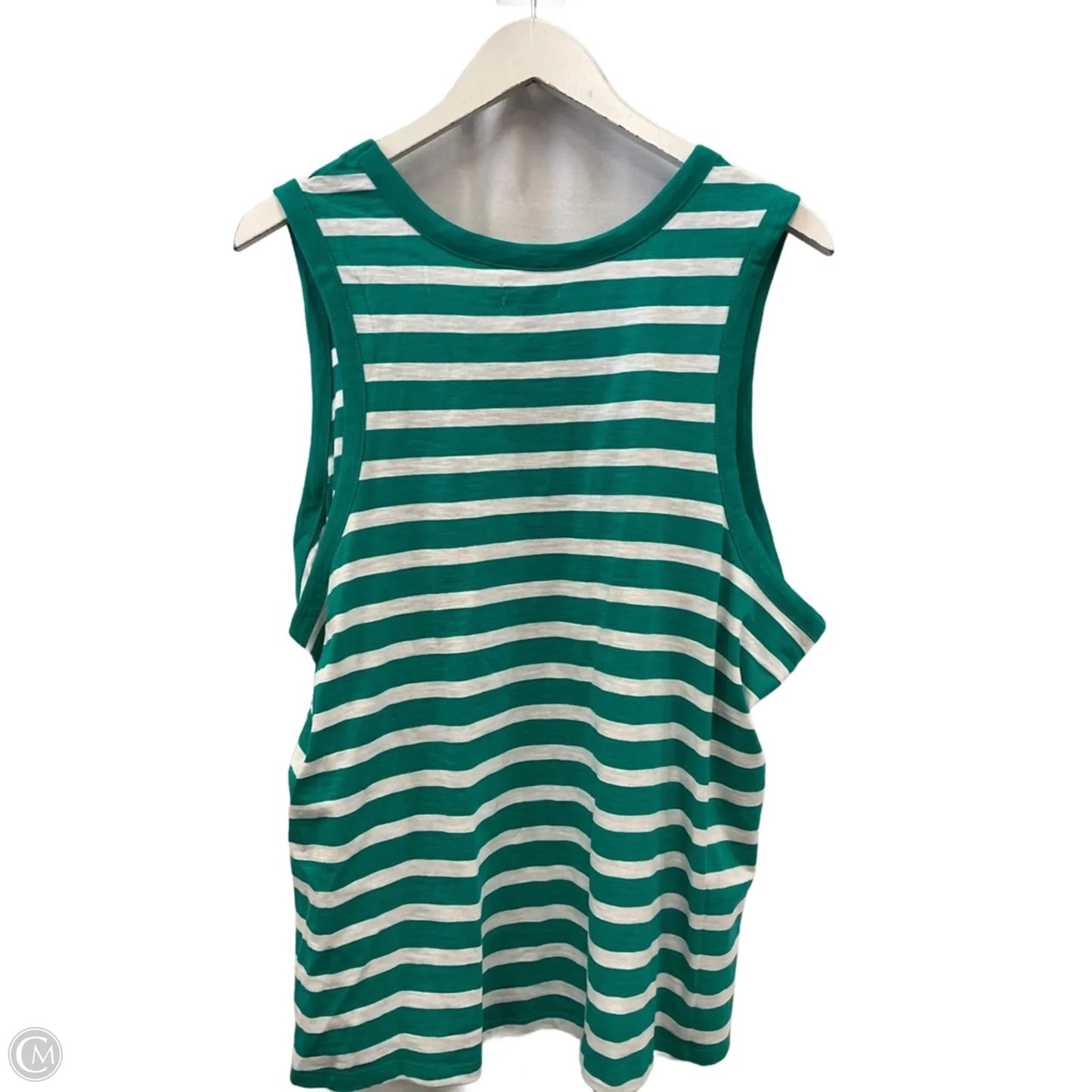 Tank Top By Falls Creek In Green & White, Size: 2x