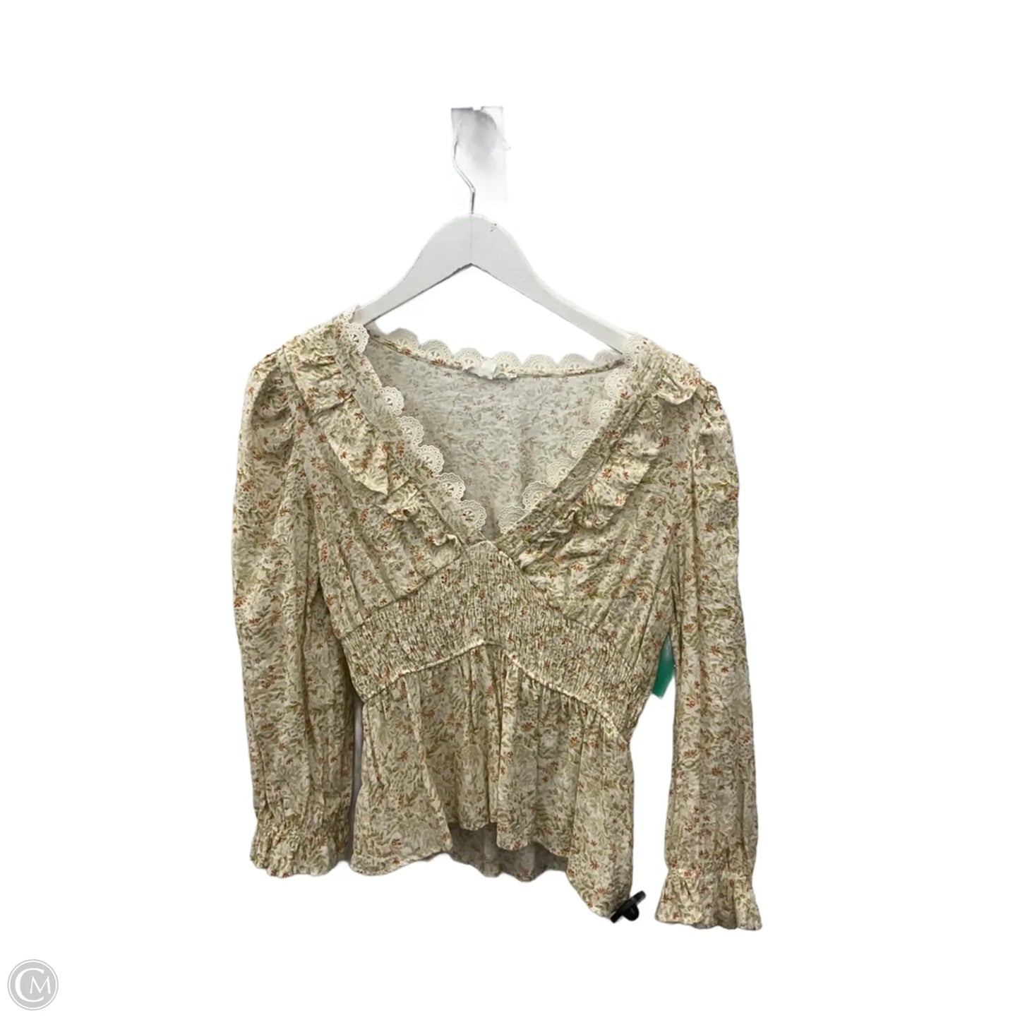 Top 3/4 Sleeve By Mine In Cream, Size: M