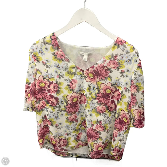 Top Short Sleeve By Cato In Pink & White, Size: L