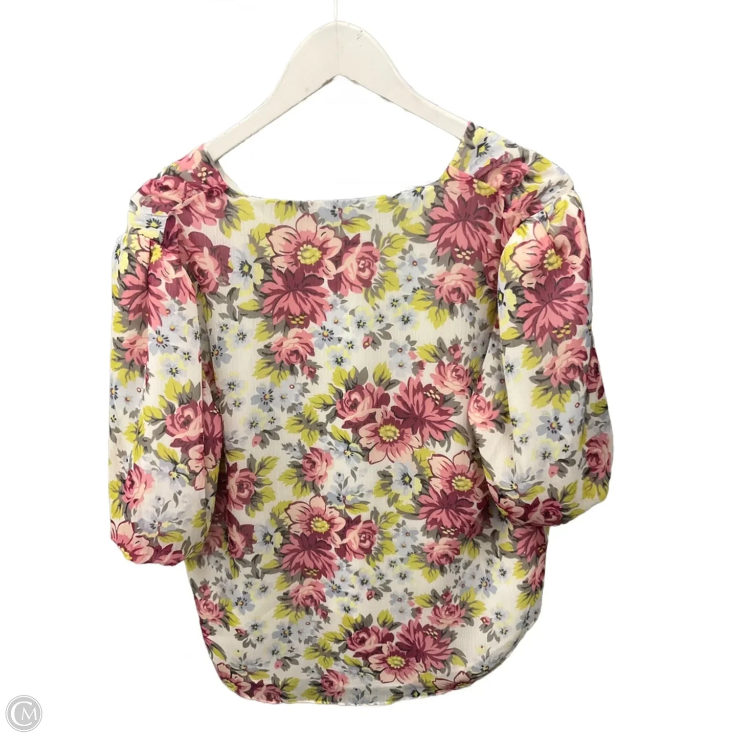 Top Short Sleeve By Cato In Pink & White, Size: L