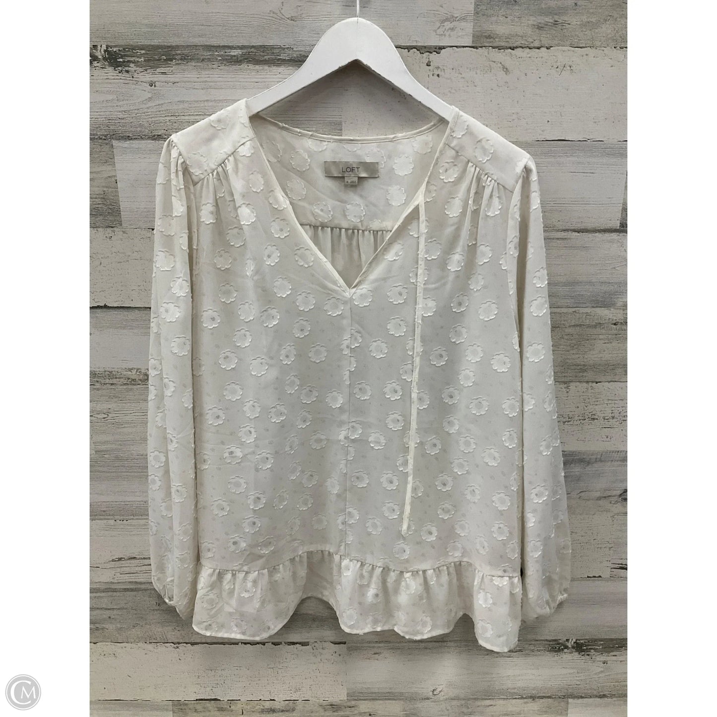 Top Long Sleeve By Loft In Ivory, Size: Xl