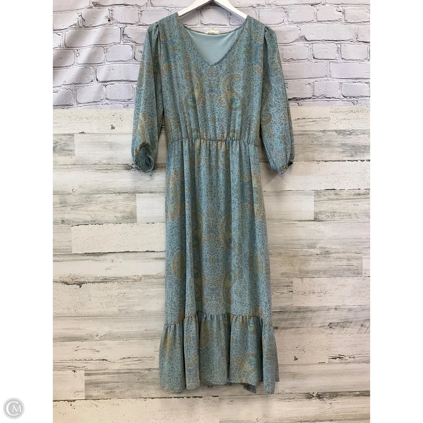 Dress Casual Midi By Jane And Delancey In Green & Yellow, Size: L