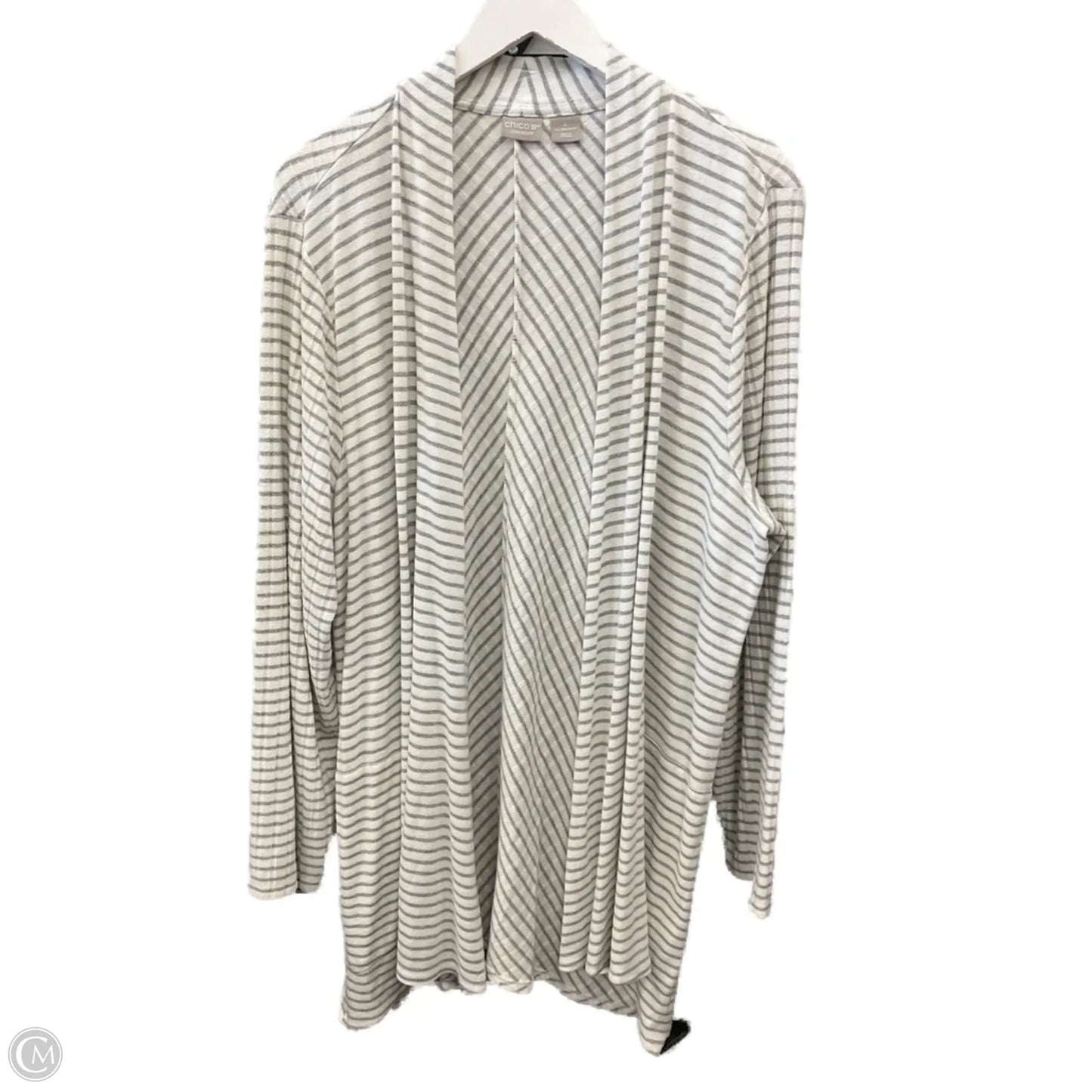 Cardigan By Chicos In Striped Pattern, Size: 2x