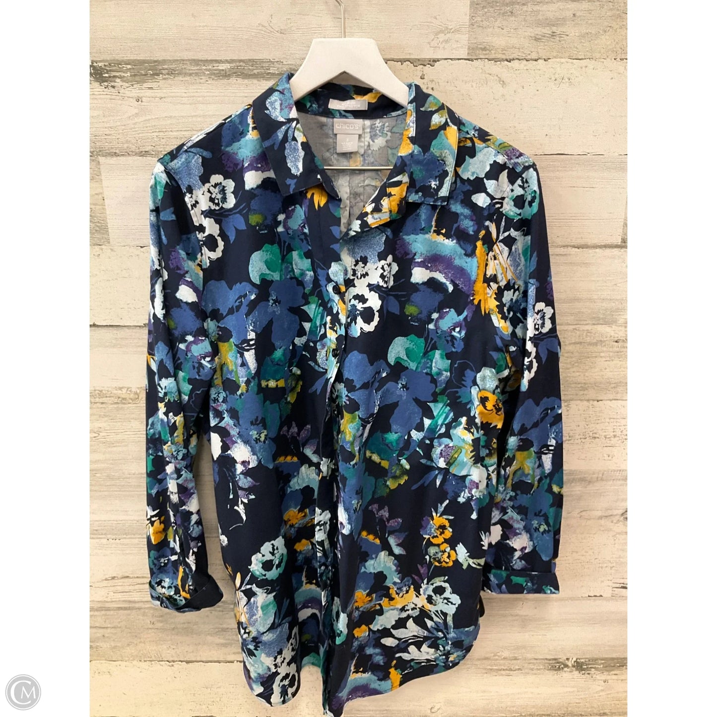 Top Long Sleeve By Chicos In Navy, Size: Xl