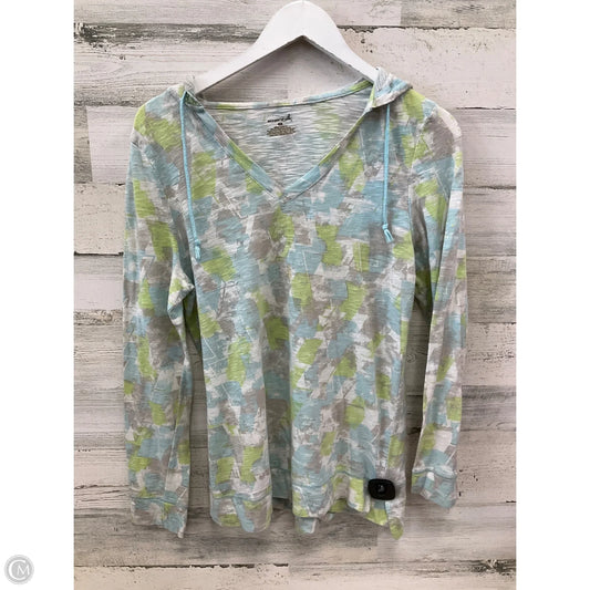 Athletic Top Long Sleeve Hoodie By Exertek In Blue & Green, Size: M