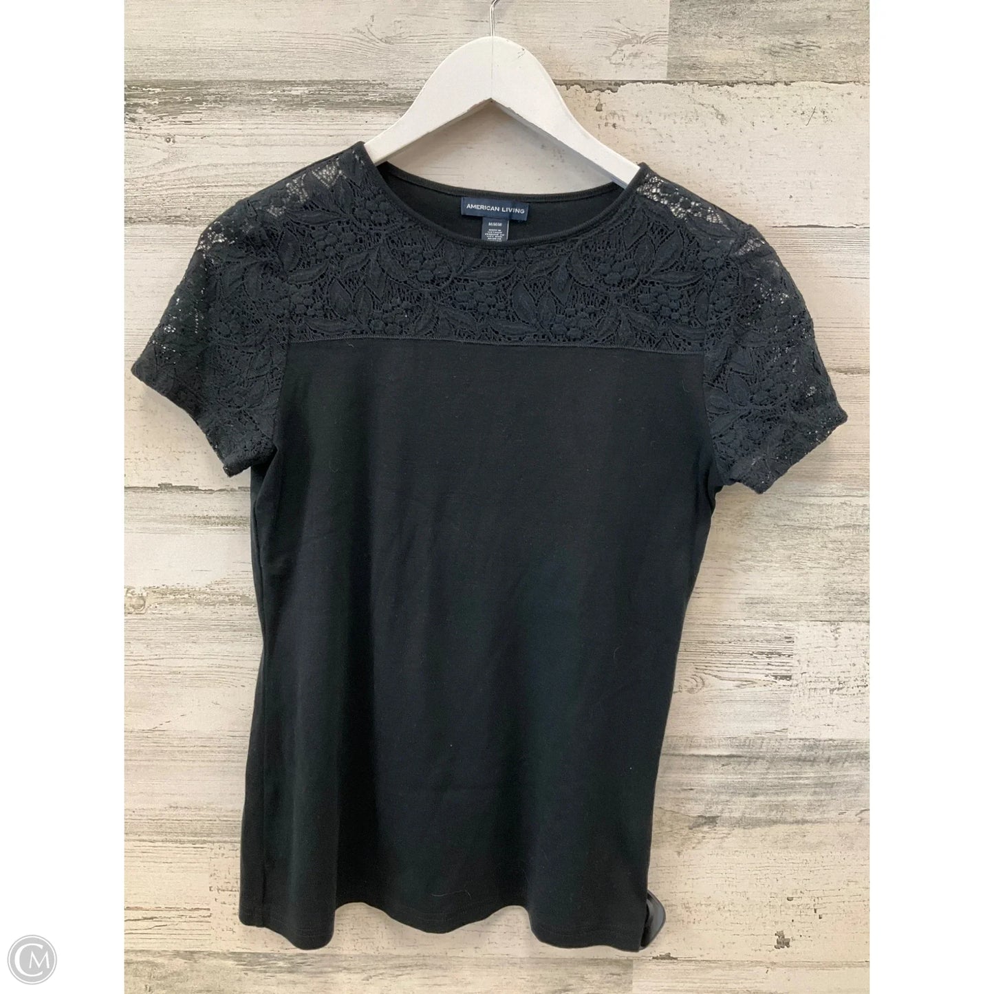 Top Short Sleeve By American Living In Black, Size: M