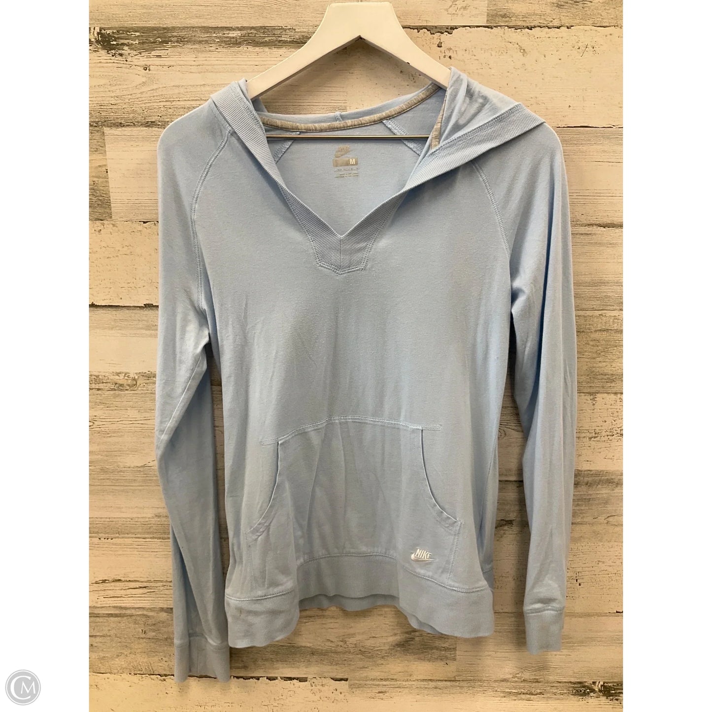 Athletic Top Long Sleeve Hoodie By Nike Apparel In Blue, Size: M