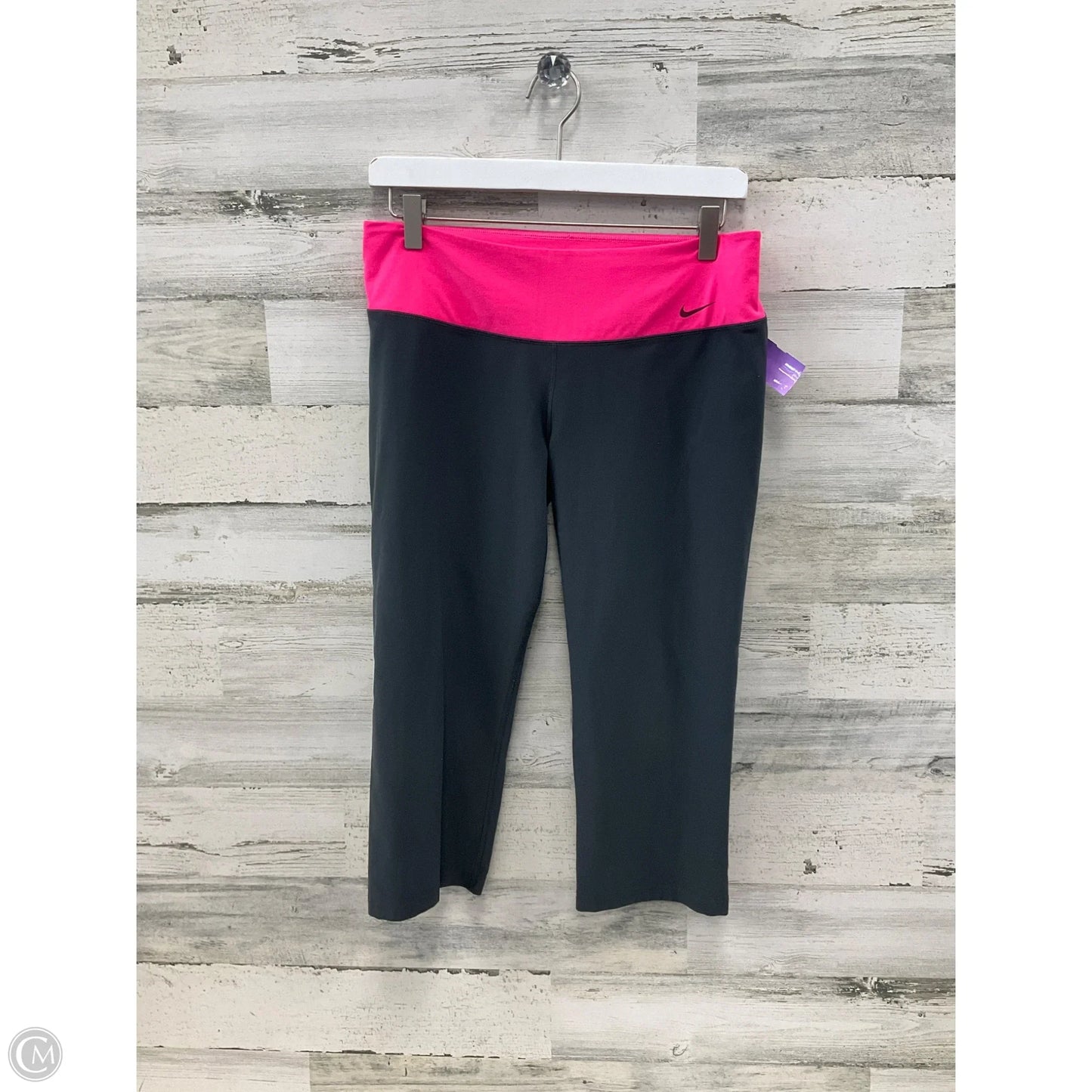 Athletic Capris By Nike In Grey & Pink, Size: M