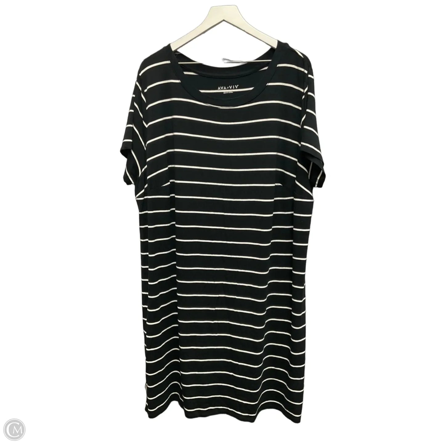 Dress Casual Midi By Ava & Viv In Black & White, Size: 3x
