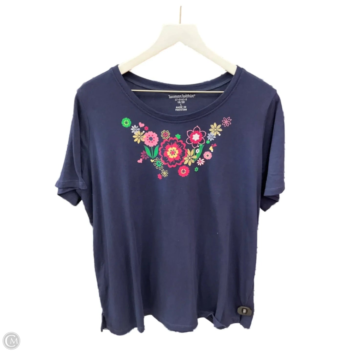 Top Short Sleeve By Woman Within In Navy, Size: 1x