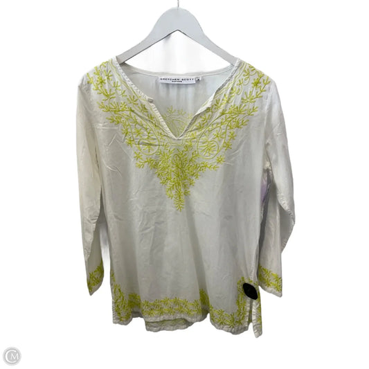 Top 3/4 Sleeve By Gretchen Scott In White, Size: M