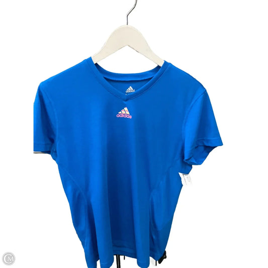Athletic Top Short Sleeve By Adidas In Blue, Size: L
