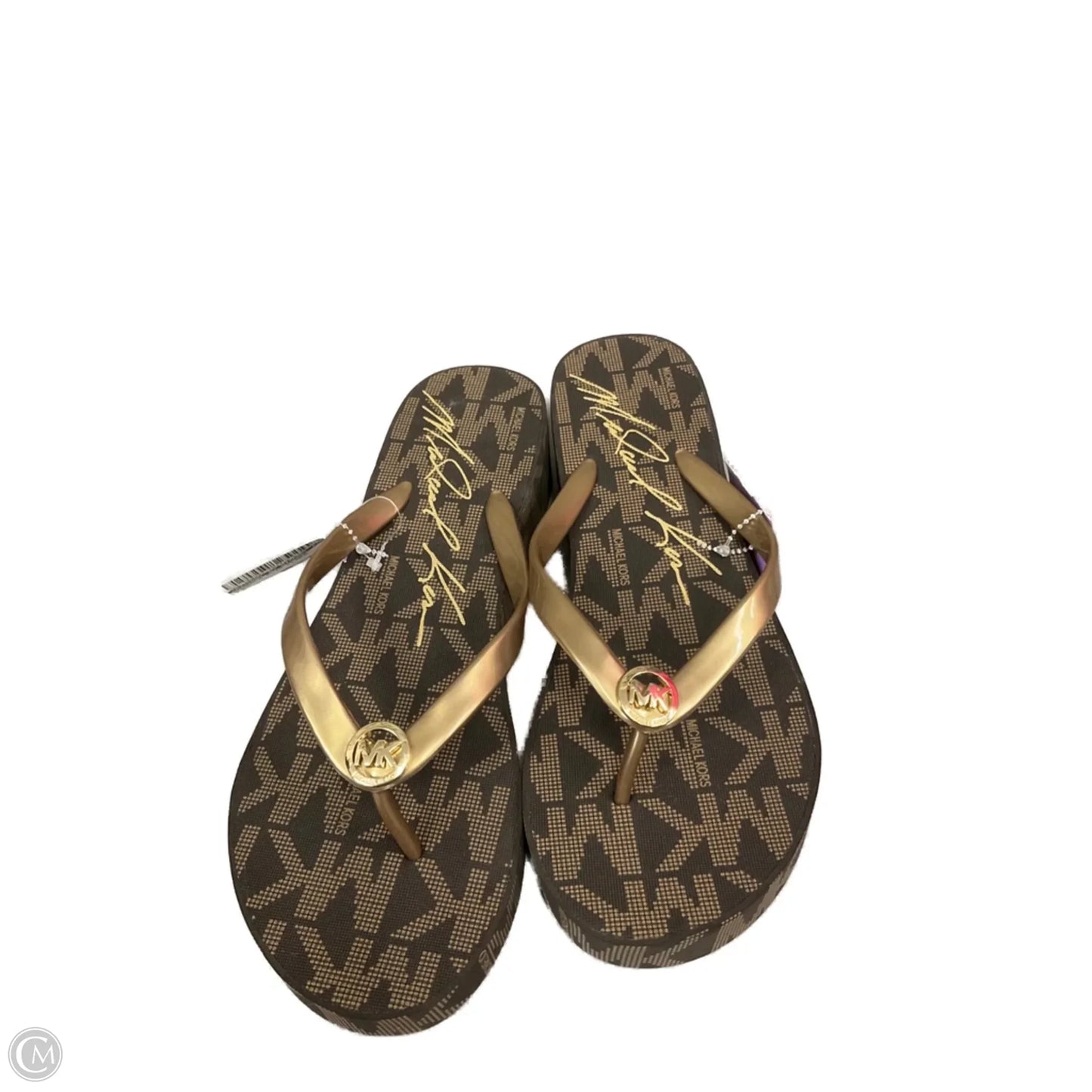 Sandals Flip Flops By Michael By Michael Kors In Gold, Size: 10