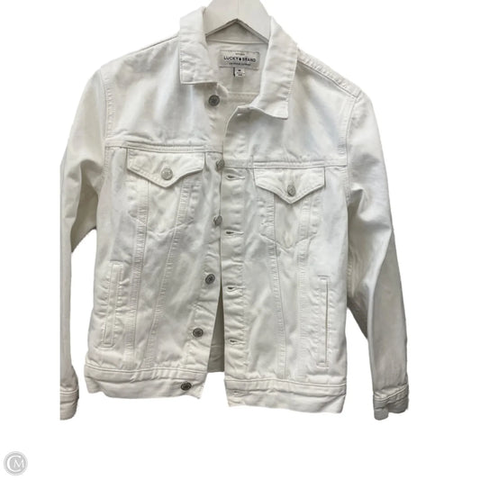 Jacket Denim By Lucky Brand In White Denim, Size: M