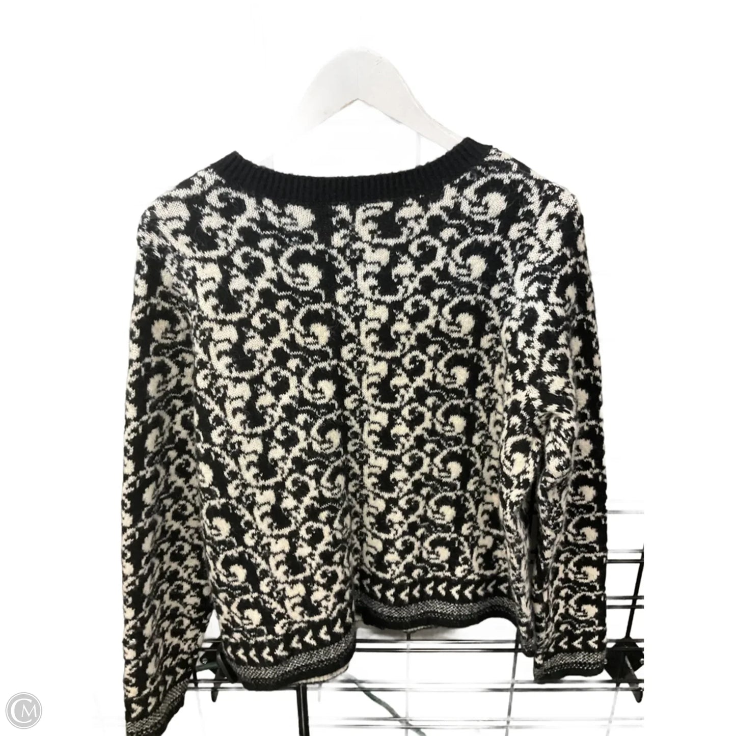 Sweater Cardigan By Croft And Barrow In Black & Cream, Size: M