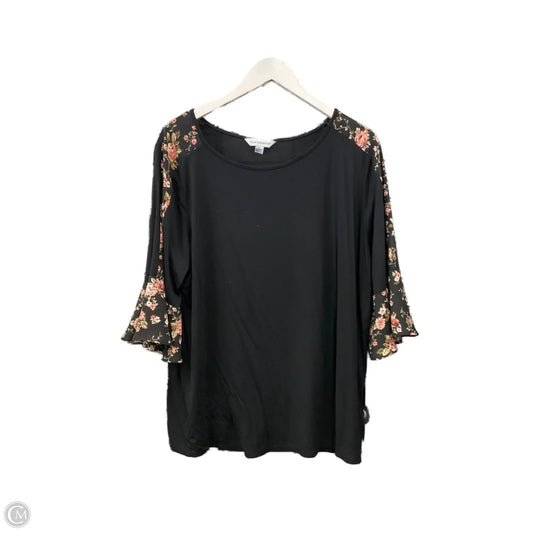 Top 3/4 Sleeve By Counterparts In Black, Size: Xl