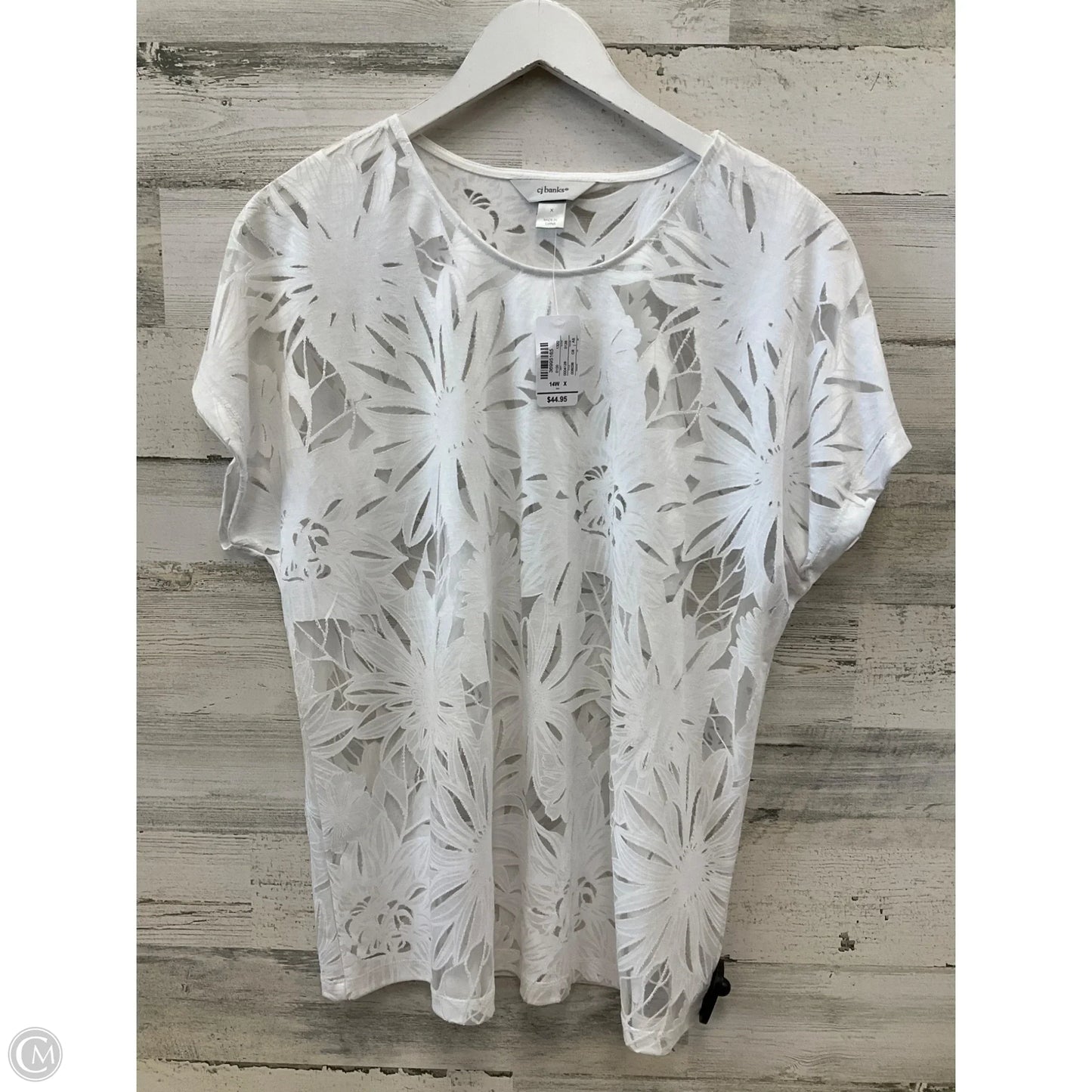 Top Short Sleeve By Cj Banks In White, Size: Xl
