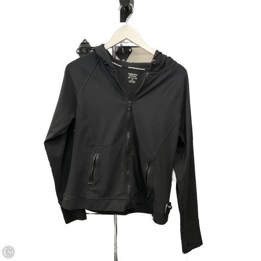 Athletic Sweatshirt Hoodie By Calvin Klein In Black, Size: L