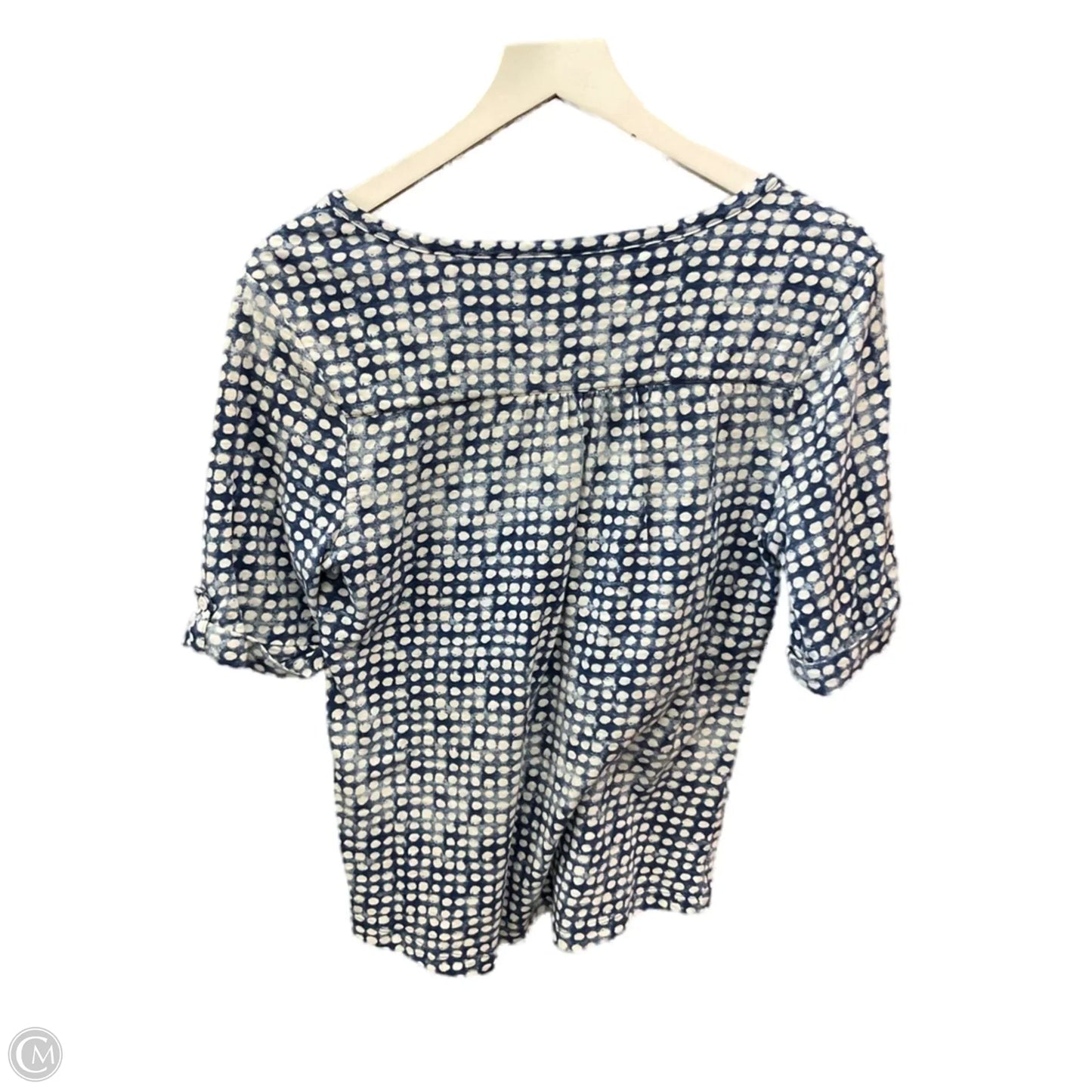 Top Short Sleeve By Chicos In Blue & White, Size: S